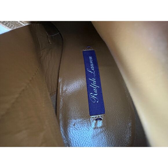 Ralph Lauren Purple Label Suede Wood Platform Heel Booties Size EU 37.5B US 7 - Picture 2 of 13